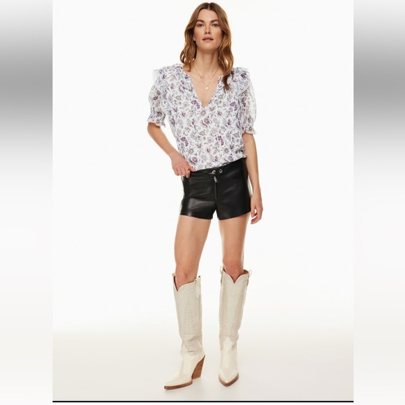 WILFRED ARITZIA Amyris Blouse White Mochi Pink Floral Peasant Boho Top SZ Small - Picture 4 of 13